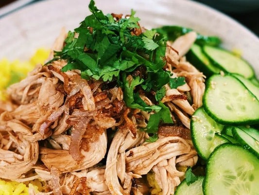 bbq pulled chicken rice bowl
